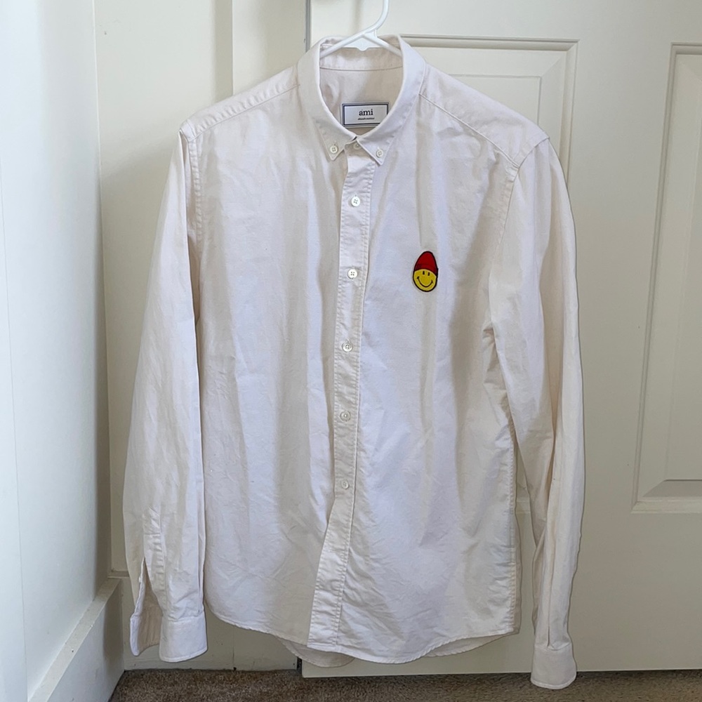 Ami Smiley button down Oxford shirt, medium